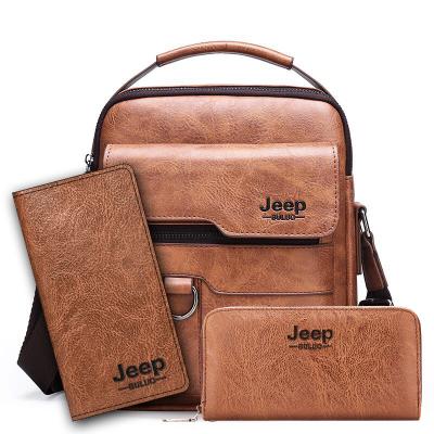 Genuine Leather Men's Satchel, Wallet, and Clutch Bag Set